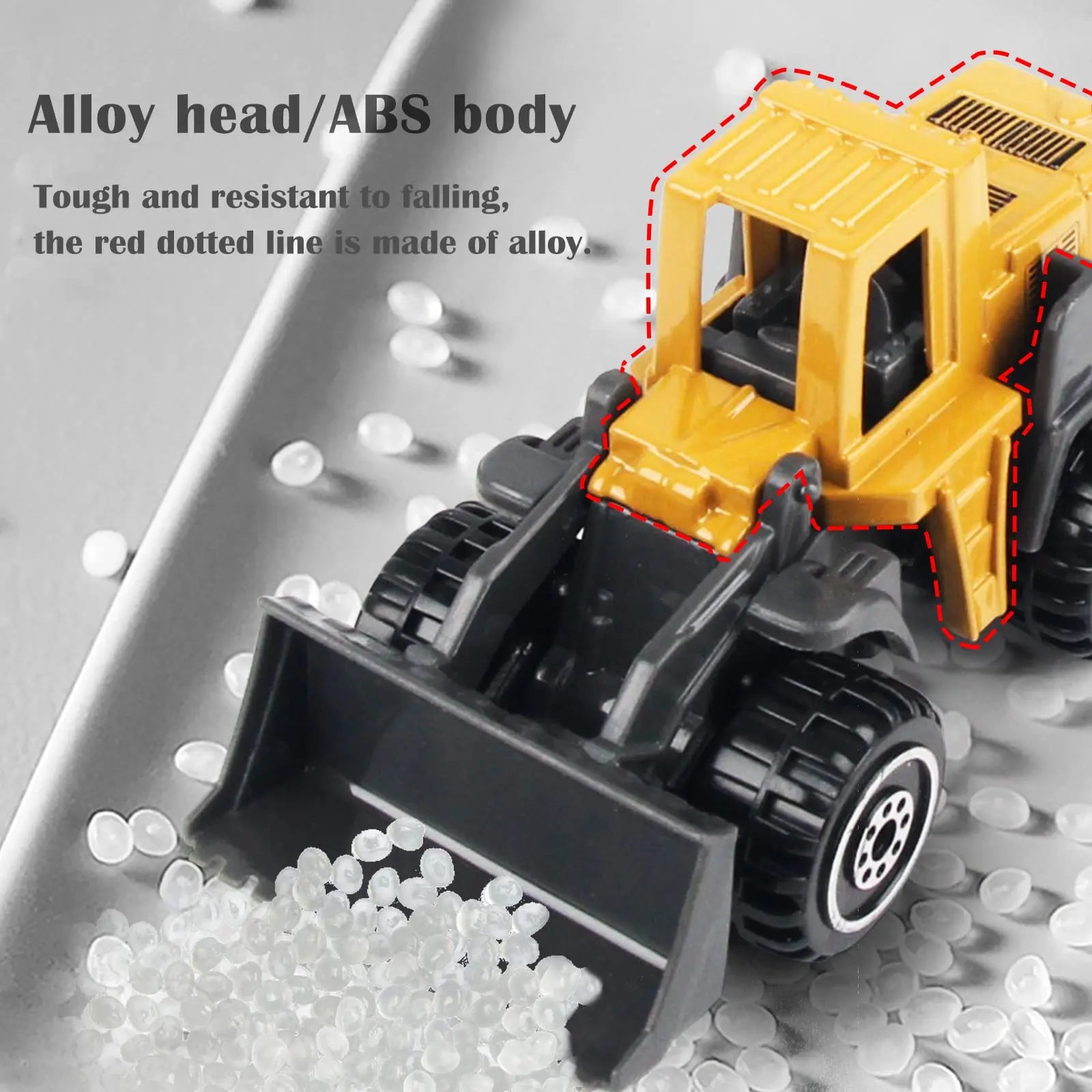 HKM-239187 1/64 Scale Diecast Engineering Vehicles Set - Excavators & Dozers for Construction Play