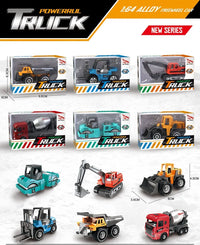 HKM-239187 1/64 Scale Diecast Engineering Vehicles Set - Excavators & Dozers for Construction Play
