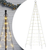 HKM-239187 LED Christmas Tree Decoration for Flagpole - 200 Warm White Lights, 180 cm Height, 8 Lighting Effects