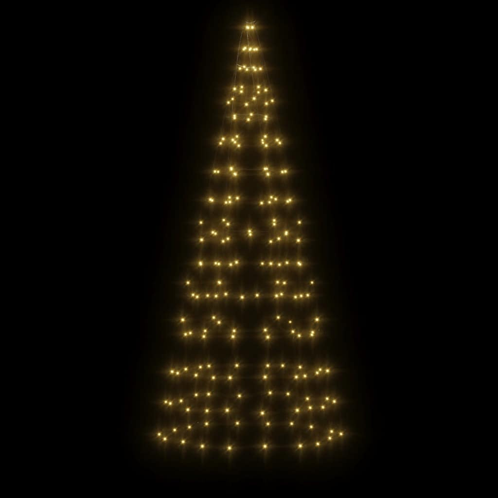 HKM-239187 LED Christmas Tree Decoration for Flagpole - 200 Warm White Lights, 180 cm Height, 8 Lighting Effects