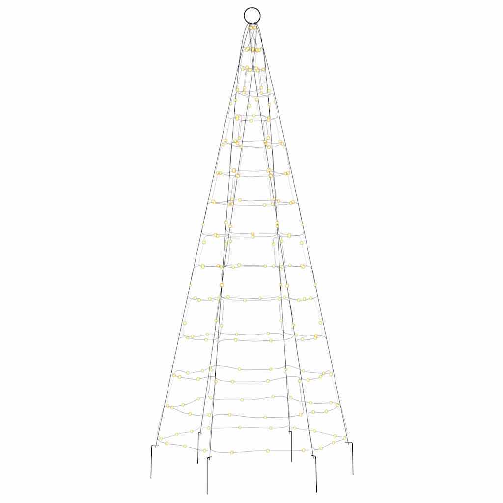 HKM-239187 LED Christmas Tree Decoration for Flagpole - 200 Warm White Lights, 180 cm Height, 8 Lighting Effects