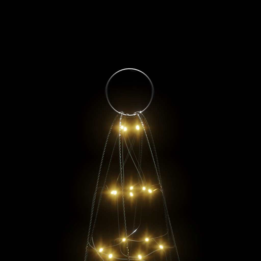 HKM-239187 LED Christmas Tree Decoration for Flagpole - 200 Warm White Lights, 180 cm Height, 8 Lighting Effects