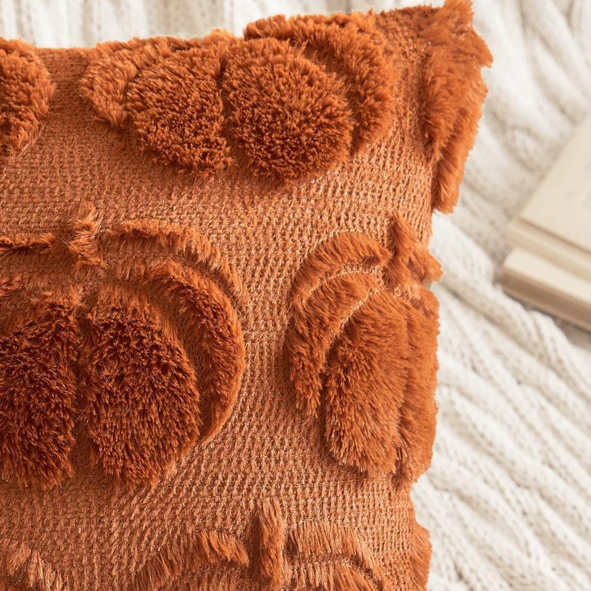 HKM-239187 Modern Pumpkin Print Polyester Pillowcase, Caramel & Orange, 45x45cm