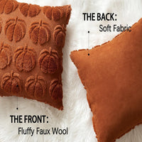 HKM-239187 Modern Pumpkin Print Polyester Pillowcase, Caramel & Orange, 45x45cm
