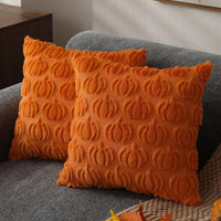 HKM-239187 Modern Pumpkin Print Polyester Pillowcase, Caramel & Orange, 45x45cm