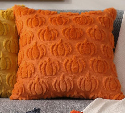 HKM-239187 Modern Pumpkin Print Polyester Pillowcase, Caramel & Orange, 45x45cm