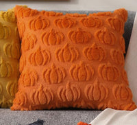 HKM-239187 Modern Pumpkin Print Polyester Pillowcase, Caramel & Orange, 45x45cm
