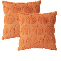 HKM-239187 Modern Pumpkin Print Polyester Pillowcase, Caramel & Orange, 45x45cm