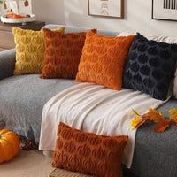 HKM-239187 Modern Pumpkin Print Polyester Pillowcase, Caramel & Orange, 45x45cm