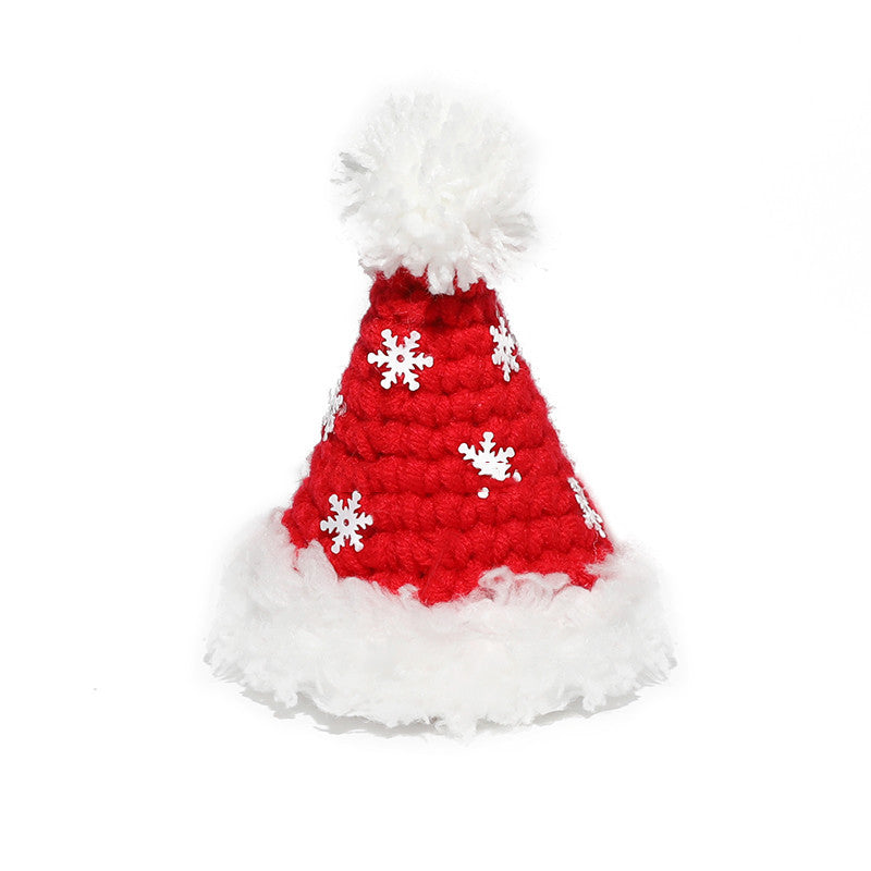 HKM-239379 Christmas Pet Hat and Scarf Set - Hand Woven Red and Green Snowflake Designs in Various Sizes