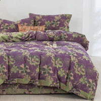 HKM-239379 Cotton Double-Layer Floral Pattern Bedding Set - Four-Piece with Bed Sheet, Quilt Cover, and Pillowcases