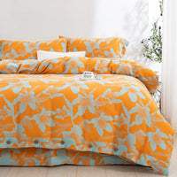 HKM-239379 Cotton Double-Layer Floral Pattern Bedding Set - Four-Piece with Bed Sheet, Quilt Cover, and Pillowcases