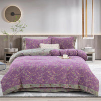 HKM-239379 Cotton Double-Layer Floral Pattern Bedding Set - Four-Piece with Bed Sheet, Quilt Cover, and Pillowcases