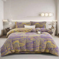 HKM-239379 Cotton Double-Layer Floral Pattern Bedding Set - Four-Piece with Bed Sheet, Quilt Cover, and Pillowcases