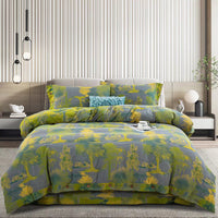HKM-239379 Cotton Double-Layer Floral Pattern Bedding Set - Four-Piece with Bed Sheet, Quilt Cover, and Pillowcases