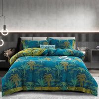 HKM-239379 Cotton Double-Layer Floral Pattern Bedding Set - Four-Piece with Bed Sheet, Quilt Cover, and Pillowcases