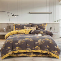 HKM-239379 Cotton Double-Layer Floral Pattern Bedding Set - Four-Piece with Bed Sheet, Quilt Cover, and Pillowcases