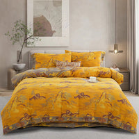HKM-239379 Cotton Double-Layer Floral Pattern Bedding Set - Four-Piece with Bed Sheet, Quilt Cover, and Pillowcases