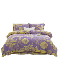 HKM-239379 Cotton Double-Layer Floral Pattern Bedding Set - Four-Piece with Bed Sheet, Quilt Cover, and Pillowcases