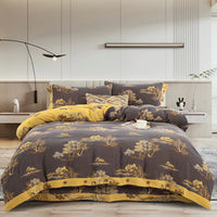 HKM-239379 Cotton Double-Layer Floral Pattern Bedding Set - Four-Piece with Bed Sheet, Quilt Cover, and Pillowcases
