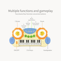 HKM-239379 Multi-Functional Cartoon Electronic Keyboard and Drum Toy for Kids 0-14 Years