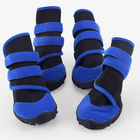 HKM-239379 Waterproof Pet Shoe Covers with Cow Gluten Sole, Non-Slip Design in Red/Black and Blue/Black