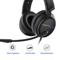 HKM-239443 Siberian V20 Gaming Headset with USB and 3.5mm Connectors, 50mm Speakers, 7-Color Lighting and Inline Controls