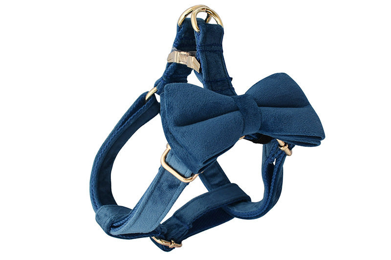 HKM-239571 Flannel Gold Buckle Adjustable Dog Harness with Leash - Multiple Sizes Available