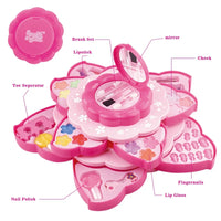 HKM-239635 Pretend Makeup Play Set for Girls - Lipsticks, Lip Gloss, Nail Polish, and Brushes in Retail Package