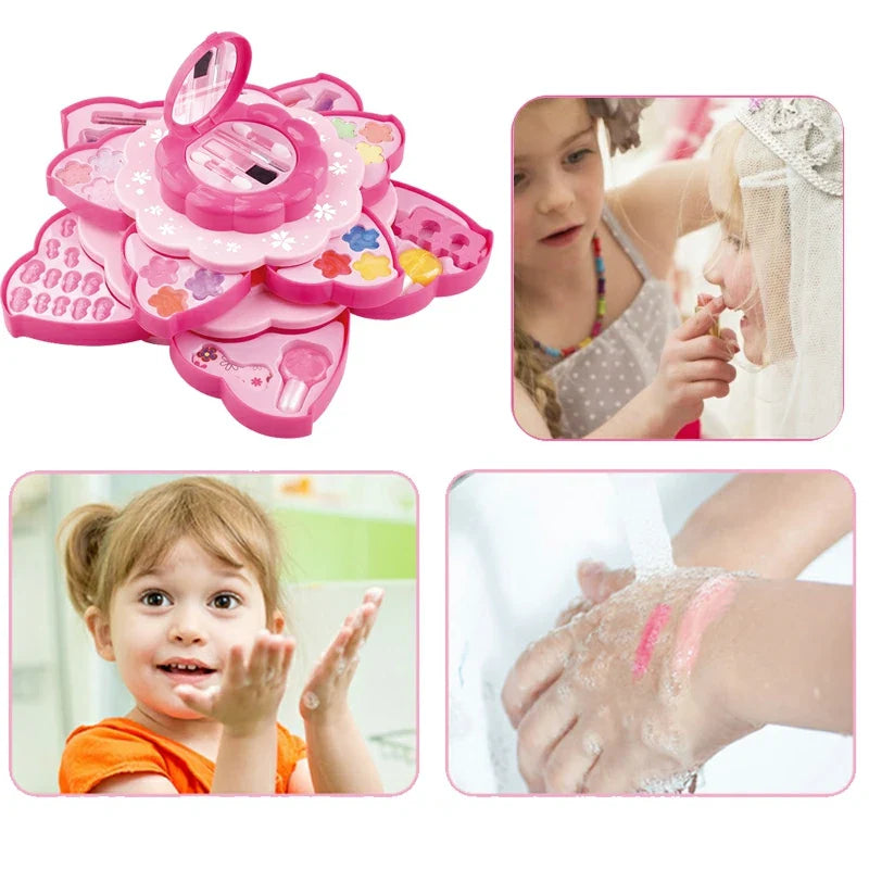 HKM-239635 Pretend Makeup Play Set for Girls - Lipsticks, Lip Gloss, Nail Polish, and Brushes in Retail Package