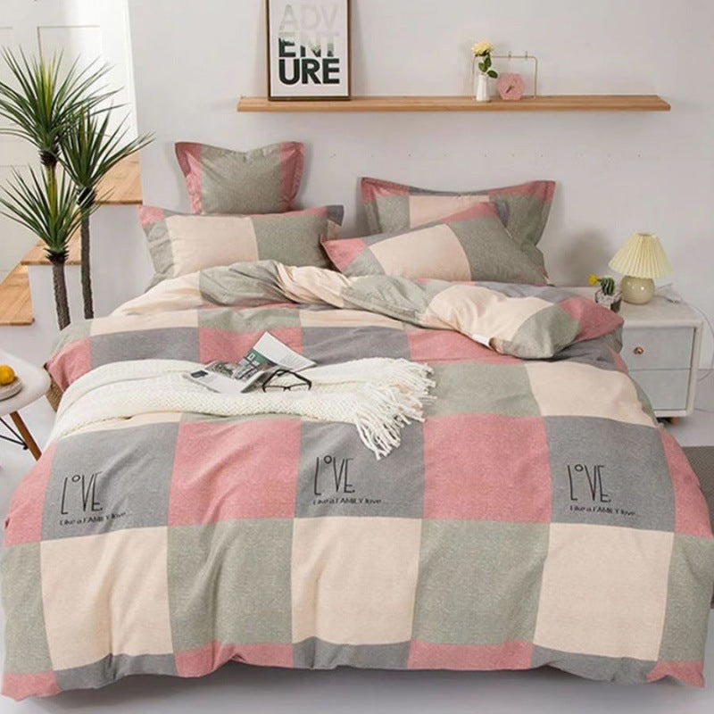 HKM-239699 Skin-Friendly Polyester Quilt Cover Set in Striped and Geometric Patterns - Various Sizes Available