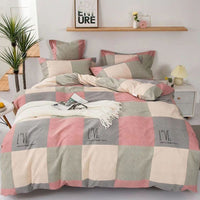 HKM-239699 Skin-Friendly Polyester Quilt Cover Set in Striped and Geometric Patterns - Various Sizes Available