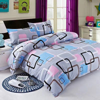 HKM-239699 Skin-Friendly Polyester Quilt Cover Set in Striped and Geometric Patterns - Various Sizes Available