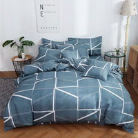 HKM-239699 Skin-Friendly Polyester Quilt Cover Set in Striped and Geometric Patterns - Various Sizes Available