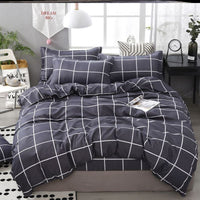 HKM-239699 Skin-Friendly Polyester Quilt Cover Set in Striped and Geometric Patterns - Various Sizes Available