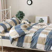 HKM-239699 Skin-Friendly Polyester Quilt Cover Set in Striped and Geometric Patterns - Various Sizes Available