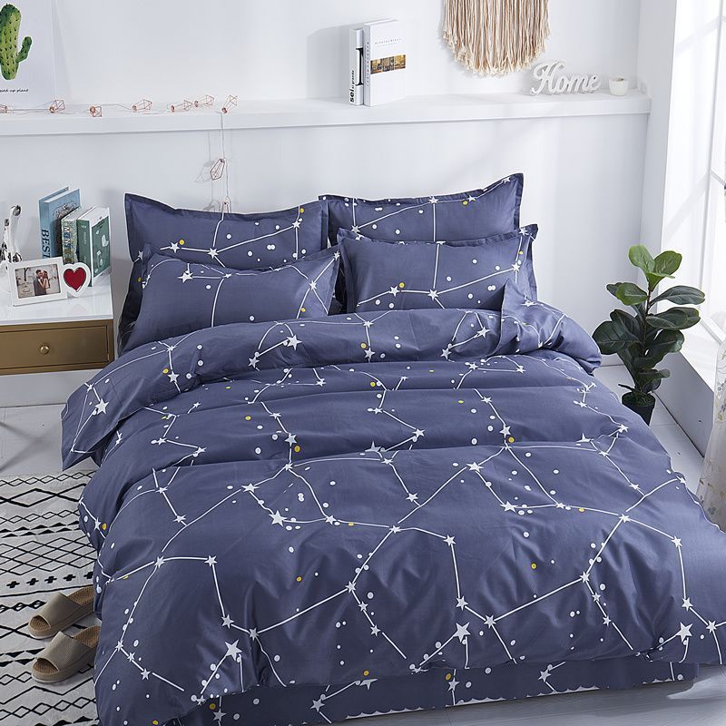 HKM-239699 Skin-Friendly Polyester Quilt Cover Set in Striped and Geometric Patterns - Various Sizes Available
