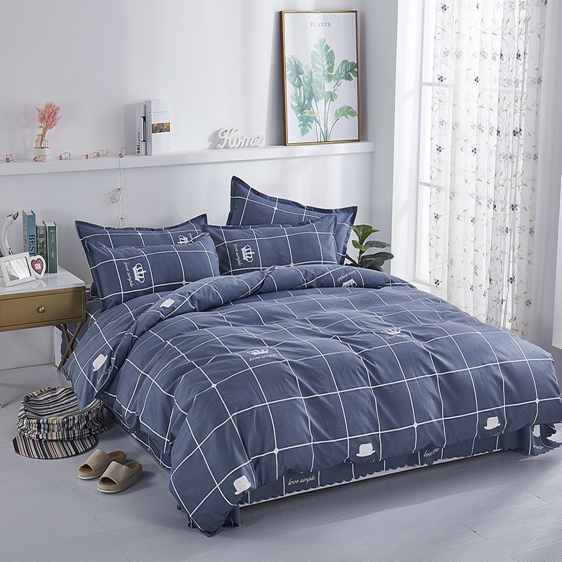 HKM-239699 Skin-Friendly Polyester Quilt Cover Set in Striped and Geometric Patterns - Various Sizes Available