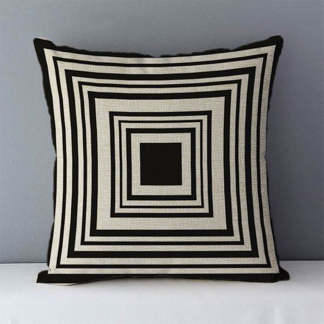 HKM-239763 Geometric Abstract Linen Throw Pillow Cover for Modern Home Decor