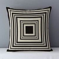 HKM-239763 Geometric Abstract Linen Throw Pillow Cover for Modern Home Decor