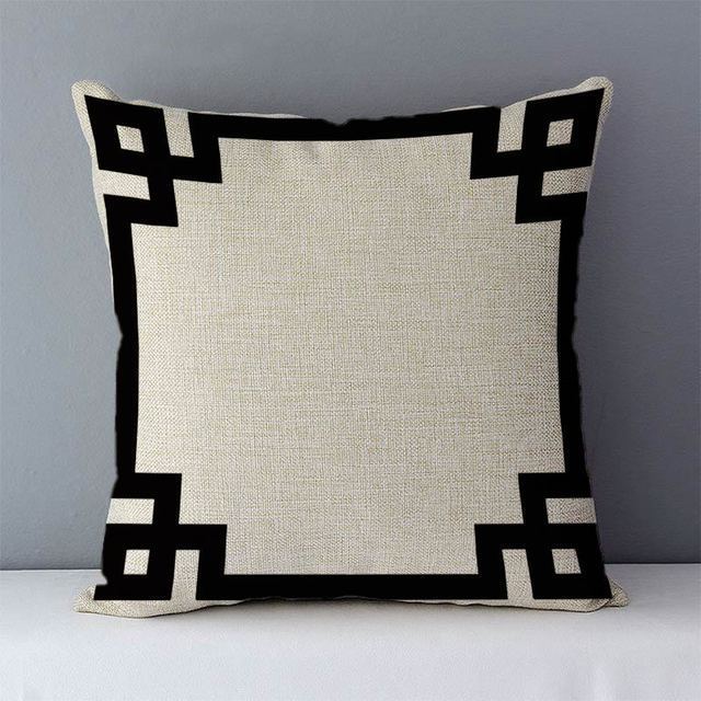 HKM-239763 Geometric Abstract Linen Throw Pillow Cover for Modern Home Decor