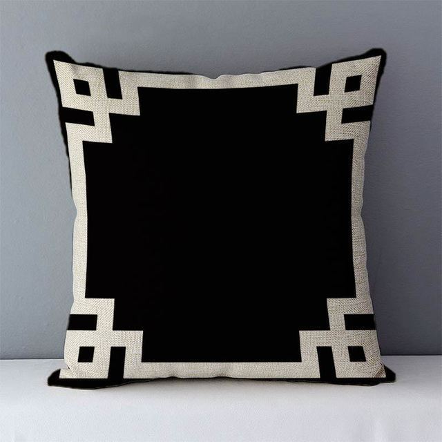 HKM-239763 Geometric Abstract Linen Throw Pillow Cover for Modern Home Decor