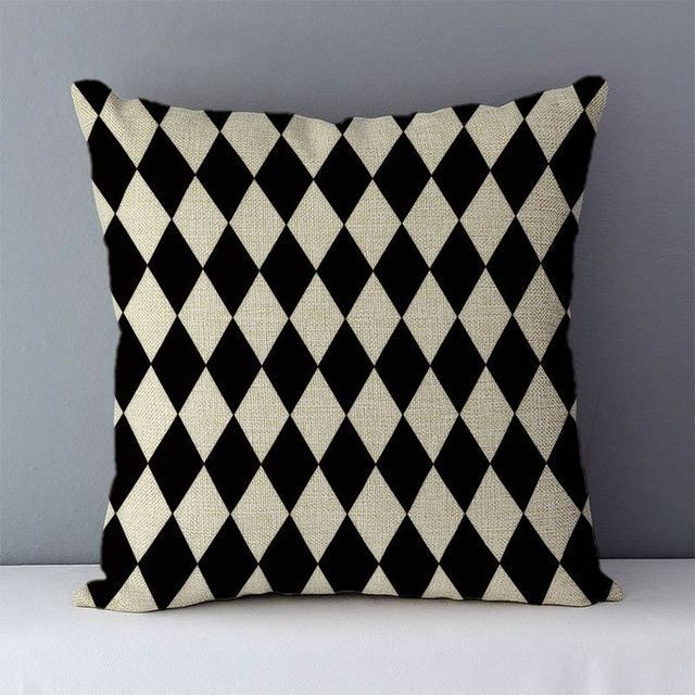 HKM-239763 Geometric Abstract Linen Throw Pillow Cover for Modern Home Decor