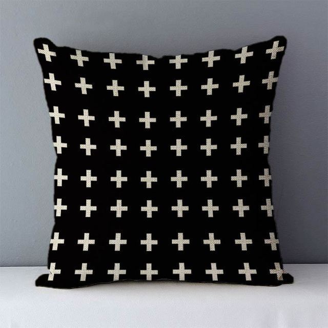 HKM-239763 Geometric Abstract Linen Throw Pillow Cover for Modern Home Decor