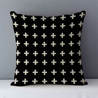 HKM-239763 Geometric Abstract Linen Throw Pillow Cover for Modern Home Decor