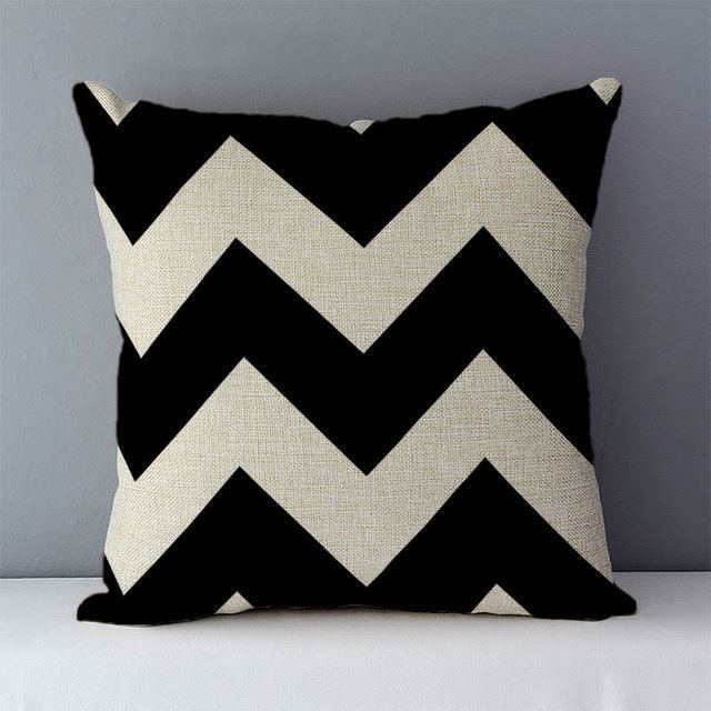 HKM-239763 Geometric Abstract Linen Throw Pillow Cover for Modern Home Decor
