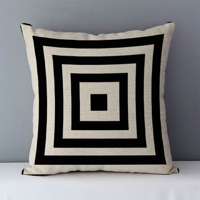 HKM-239763 Geometric Abstract Linen Throw Pillow Cover for Modern Home Decor