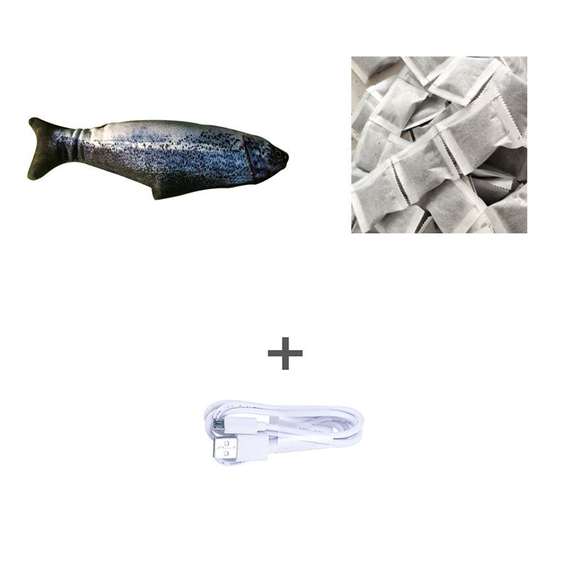 HKM-239827 Electric Jumping Fish Toy for Cats - Safe, Interactive Simulation Pet Playmate with USB Charging