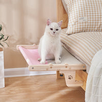 HKM-239891 Cozy Wooden Cat Hammock for Balcony or Window - Stylish Pet Nest