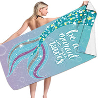 HKM-239955 Microfiber Mermaid-Print Bath Towel - Quick-Drying & Lightweight Rectangular Design